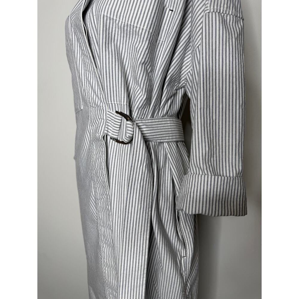 Everlane Organic Cotton Striped Oxford Dress Belted Size L - Picture 3 of 7